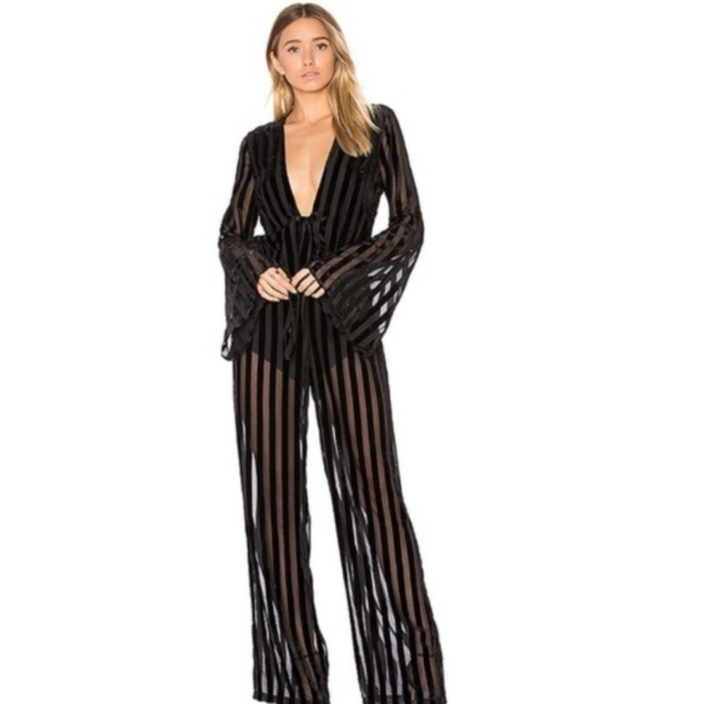 House of Harlow Black Velvet Jumpsuit